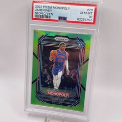 2022-23 PANINI PRIZM MONOPOLY JADEN IVEY RC NEON GREEN PRIZM #’D /10 PSA 10 #26