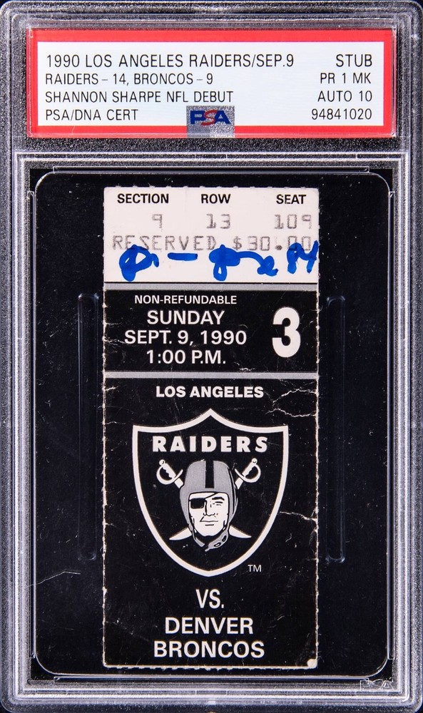 Signed Shannon Sharpe NFL 1990 Debut Ticket HOF Club Shay Shay ESPN Auto PSA 10