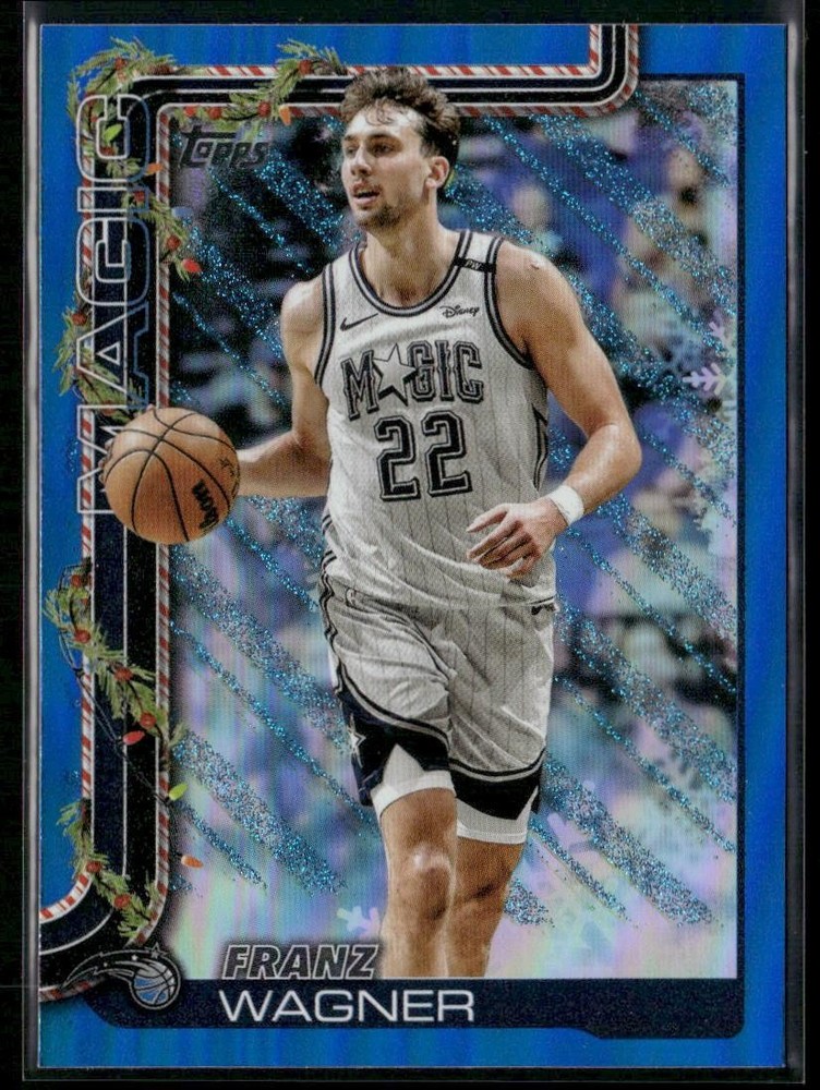 2025-26 Topps Holiday #H69 Franz Wagner Light Blue and White Glitter Holiday