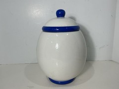KU Kansas University Jayhawks Canister Cookie Jar Ceramic Basketball 10 1/2”