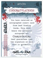 2010 Leaf MMA Charles Oliveira Autograph Auto Rc #AV-CO1 – QTY AVAIL