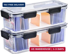 DEEIF Toploader Storage Box, Trading Card Storage Box with 5 Dividers, Hard Plas