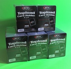 500 TOPLOAD CARD HOLDERS, CLEAR, FOR STANDARD TRADING CARDS, 3 X 4 RIGID PLASTIC