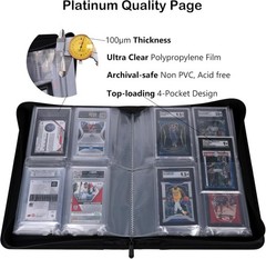 SGC-Sized Slab Binder, 4 Pockets Top Loading Card Binder fit 40 SGC Slabs, Gr…