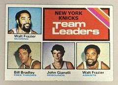1975-76 TOPPS NY KNICKS TEAM LEADERS WALT FRAZIER BILL BRADLEY/GIANELLI #128