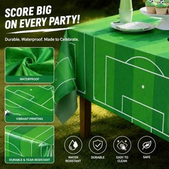 2Pcs Soccer Pattern Tablecloth Sports Party Decor Supplies