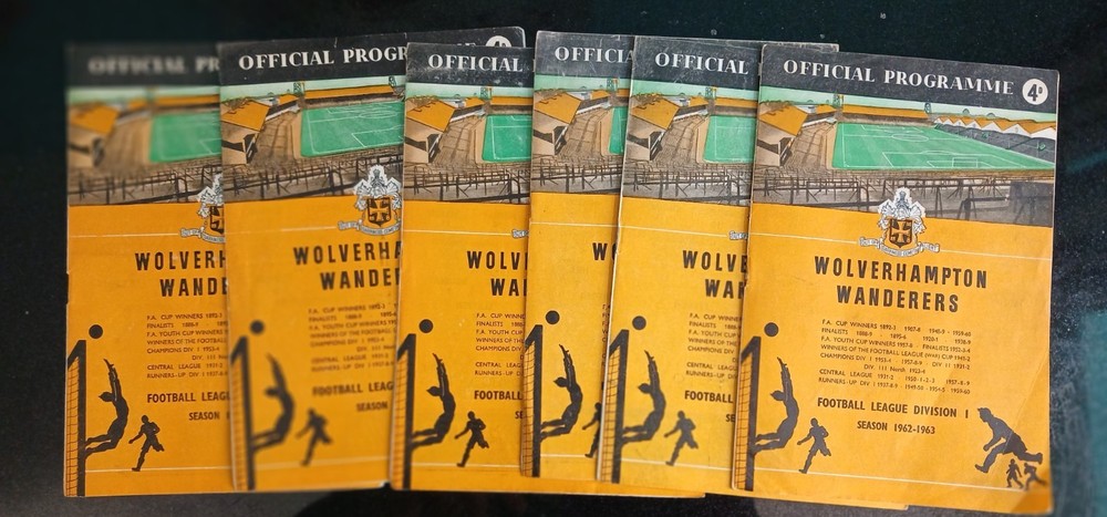 WOLVES 6 HOMES 1962/1963 Season ALL DIFFERENT PROGRAMMES POST FREE