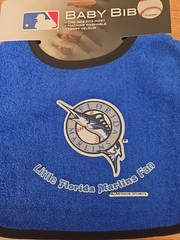 NWT MLB Florida Marlins Baby Bib Baseball Machine Washable Blue Snap Bib Sports