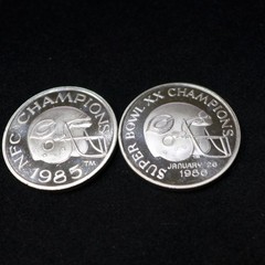 Rare 1985 & 1986 Chicago Bears “Monsters of the Midway” NFC Champs .999 Silver