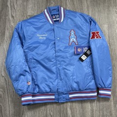 NFL Ultra Game Tennessee Titans Houston Oilers Satin Bomber Jacket Men Med