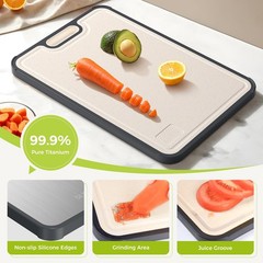 Titanium Cutting Board for Kitchen, Double Sided Set of 1 (16″ x 11″), Silver