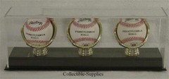 DELUXE ACRYLIC (THREE) TRIPLE BASEBALL with GOLD GLOVES DISPLAY CASE
