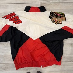 VTG 90’s Chicago Blackhawks Apex One Puffer Nylon Jacket SZ XL Red/White/Black