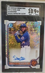 SIMON JUAN 2022 Bowman Speckled Refractor Auto Rookie Card PSA 10 #/299 NY METS