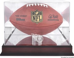 Titans Mahogany Football Logo Display Case & Mirror Back