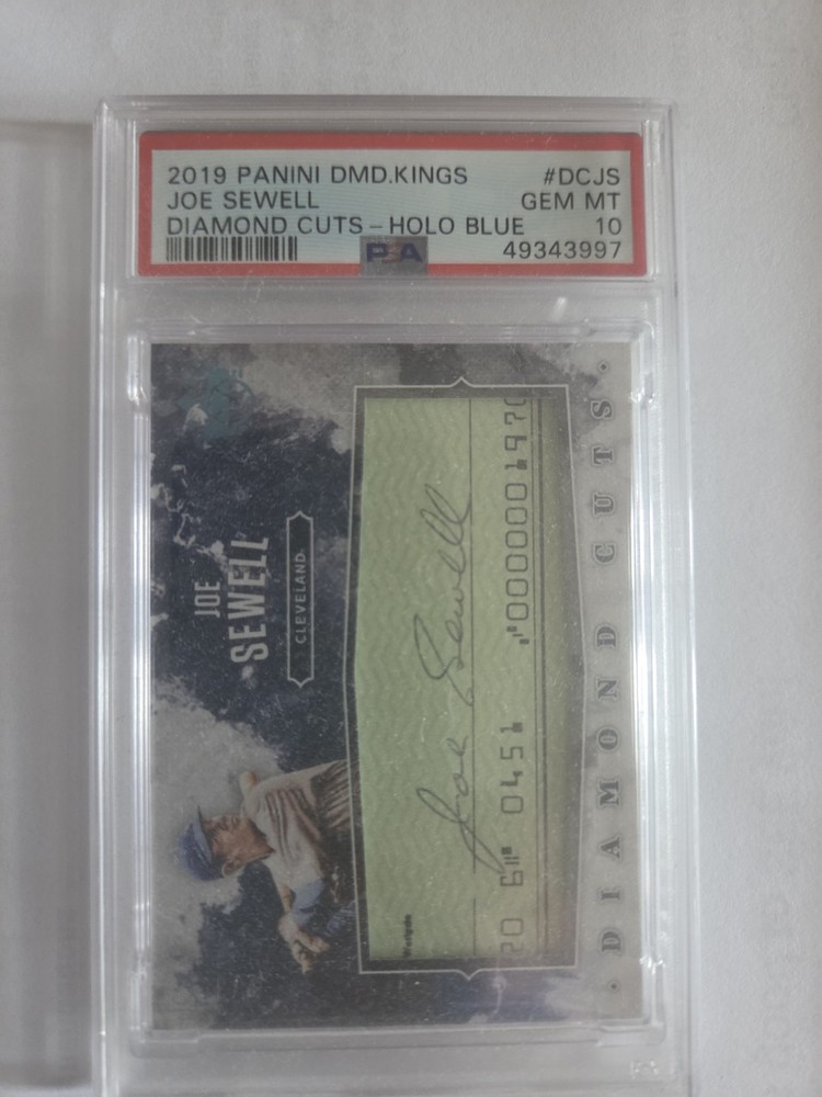 2019 Diamond Kings Joe Sewell Auto, Diamond Cuts- Blue Holo 2/3 #DC-JS PSA 10
