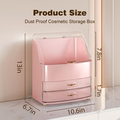 Makeup Organizer Countertop Vanity with Transparent Lid Drawers Waterproof Dustp
