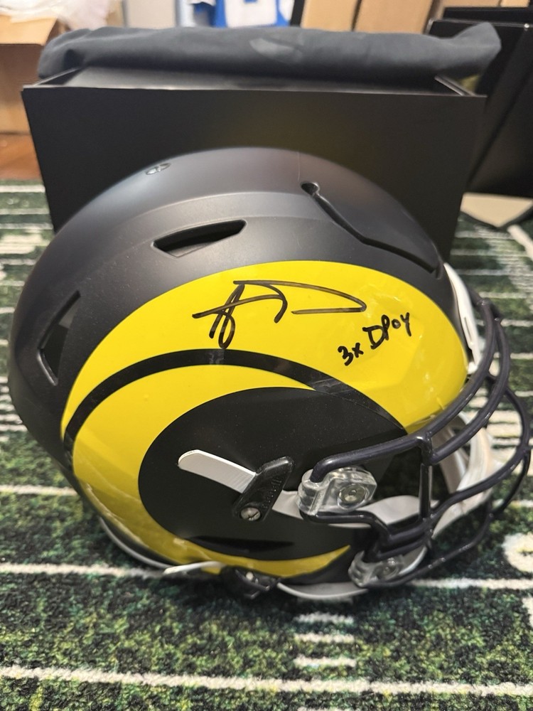 Aaron Donald Signed Authentic speedflex Helmet With Inscription Fanatics COA