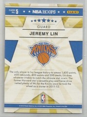 2012-13 NBA Hoops (RISING STARS) Jeremy Lin #5 (RARE)
