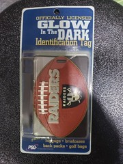 Oakland Raiders Glow in the dark Identification Tag NEW RARE Vintage Luggage bag