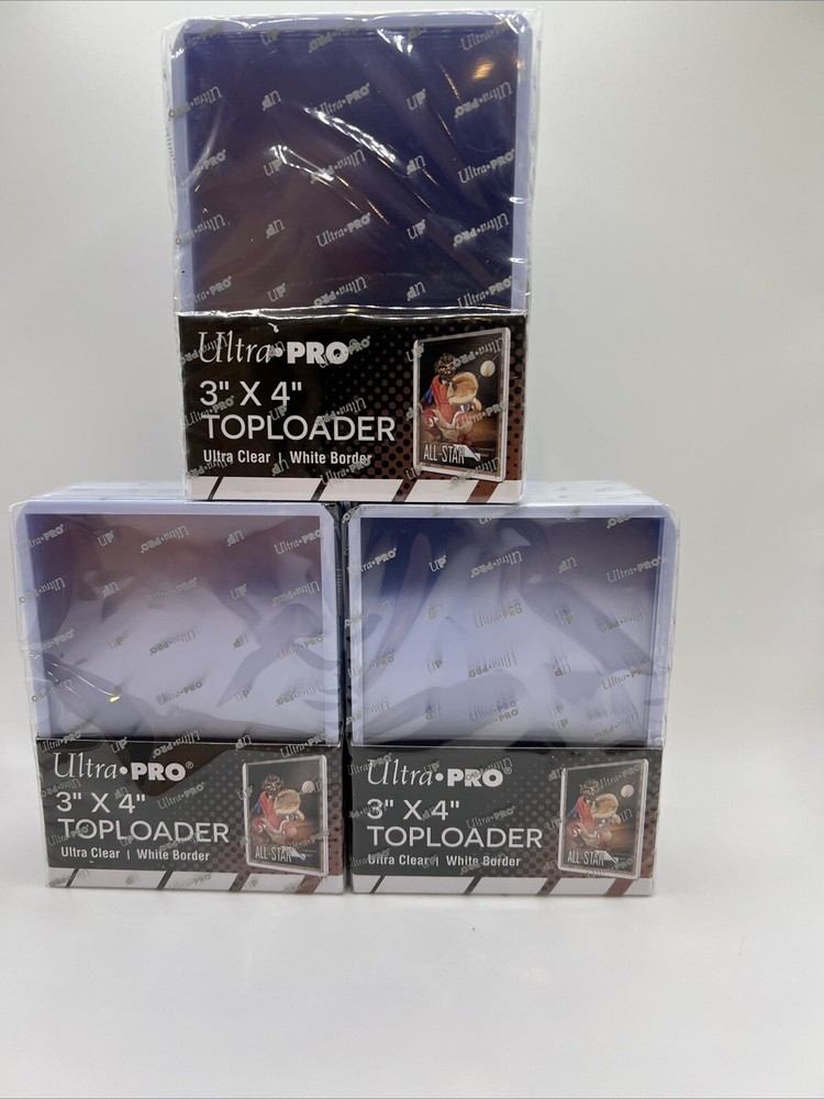 Ultra Pro 3X4 Toploaders 35pt WHITE BORDER 3 Packs of 25 for Standard Cards