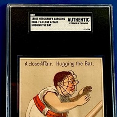 Early 1880s Victorian Baseball Card. SGC A “Close Affair/ Hugging the Bat”