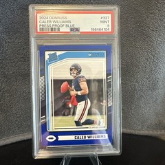 Caleb Williams 2024 Donruss Blue Press Proof Rookie Card #327 PSA 9