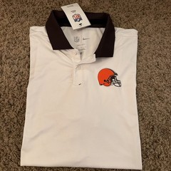 New Mens Nike Cleveland Browns Vapor Polo Dri-Fit Golf Tennis Shirt Size Large