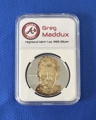 GREG MADDUX 1 Oz .999 Fine Silver Round Highland Mint /5000 MLBPA UpGraded Slab