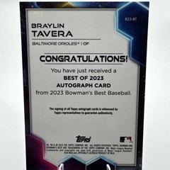 2023 Bowman’s Best of 2023 Gold Refractor 16/50 Braylin Tavera #B23-BT Auto 5×8