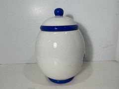 KU Kansas University Jayhawks Canister Cookie Jar Ceramic Basketball 10 1/2”