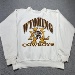 Vintage Wyoming Cowboys Sweatshirt Mens Large White NCAA Football Crewneck 90s