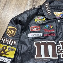 Nascar Jacket Mens L Black M&M Elliot Sadler Jeff Hamilton Racing Collection