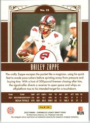 2022 Panini Chronicles Draft Picks #25 Bailey Zappe Legacy Rookies