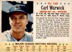 1963 Post Cereal #190 Carl Warwick