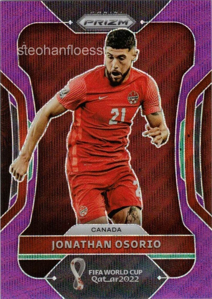 2022 Panini Prizm World Cup Prizms Purple Wave #50 Jonathan Osorio 14/99 Canada