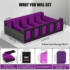 US Trading Card Storage Box 5-Row 3900+ Capacity, TCG MTG Card Case Magnetic Lid