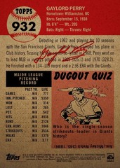 TOPPS BASEBALL MLB LIVING SET CARD SAN FRANCISCO GIANTS GAYLORD PERRY #932