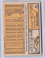 1963 Topps Norm Larker #536 Hi# – Braves – VgEx – M3286