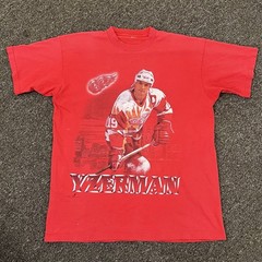 VTG 1996 Detroit Red Wings Steve Yzerman Salem Sports Single Stitch USA XL Red