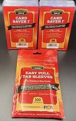 Card Saver 1 Semi Rigid 100ct + 100ct Easy Pull Tab Sleeves *Send Cards to Grade