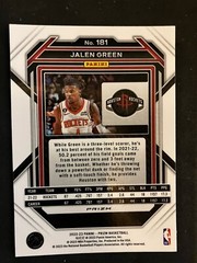 2022-23 Panini Prizm #181 – Jalen Green – Silver – Houston Rockets