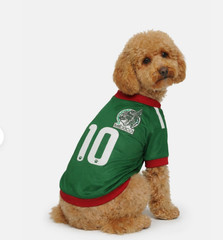 Mexico Soccer Dog Sport Jersey Shirt Outfit, Mesh, Size XS, S, M, L, XL, XXL