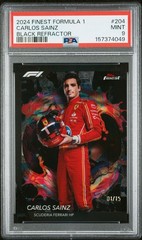 2024 TOPPS FINEST FORMULA 1 #204 CARLOS SAINZ BLACK REFRACTOR /15 PSA 9