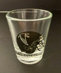 Atlanta Falcons Shot Glass NFL Football Black Helmet Clear Glass 2.5 inches Tall