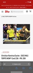 2023 Topps Now CHRISTIAN RAMIREZ CUCHO Lead COLUMBUS CREW To MLS Final 209 Made