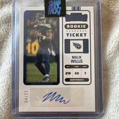 2022 Panini Contenders Malik Willis Rookie Autograph Serial #4/23 Titans