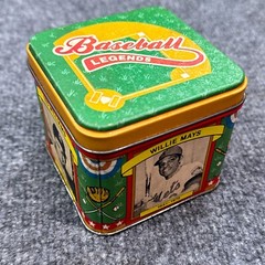 MLB Baseball Legends Card Tin Box 1990 RUTH CLEMENTE WILLIAMS MAYS Vintage 3.5″