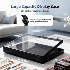 Large Portable Display Case 34″x22″ – Lockable Acrylic Showcase for Sports Cards