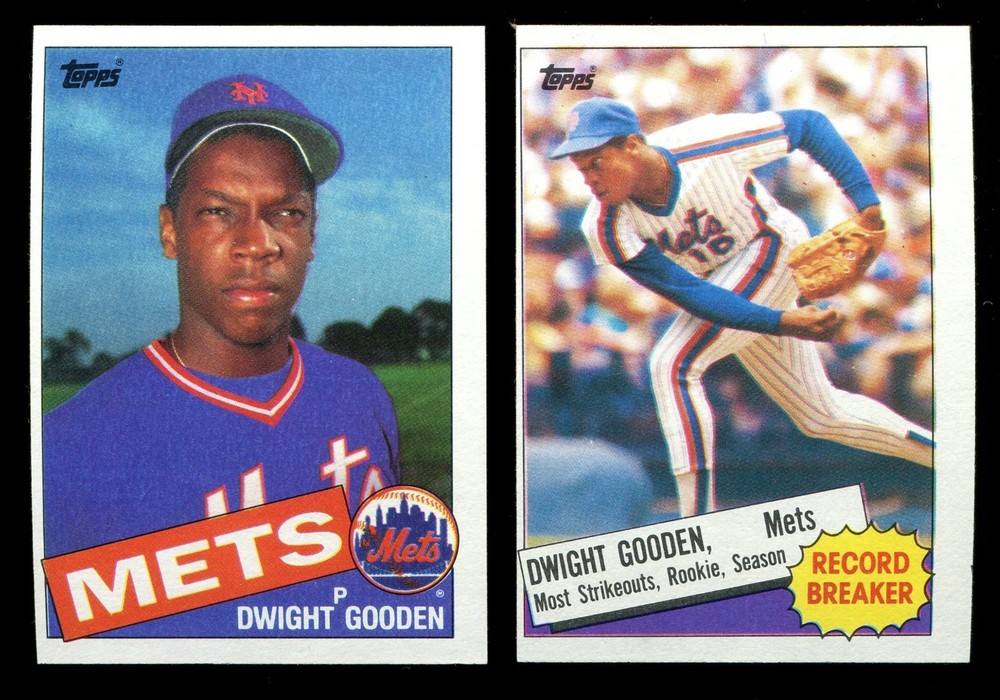 Lot of 2 1985 Topps Dwight Gooden Wrong Back ROOKIE & Blank Back Record Breaker